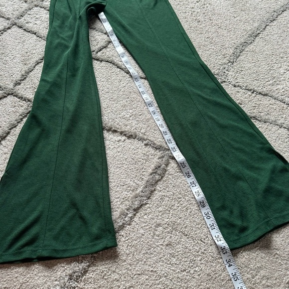Zara pull on trousers flare knit pants emerald green high rise medium - Picture 4 of 7